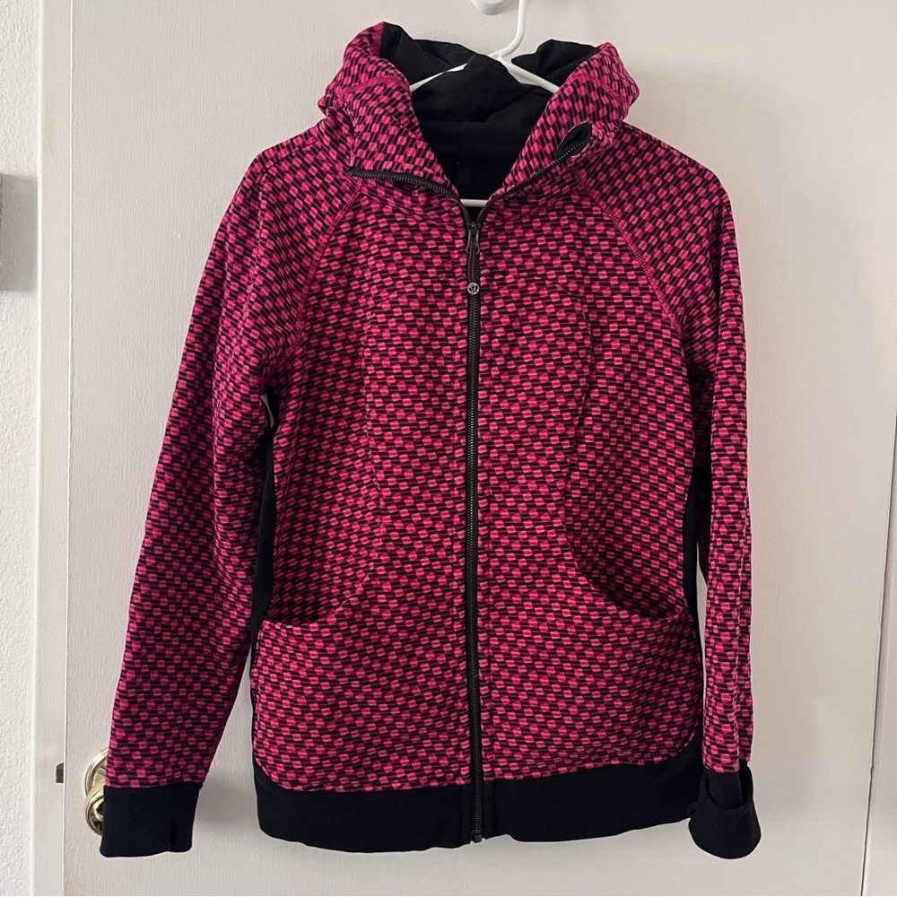 Lululemon athletica Scuba Hoodie III Deep Dive Berry Rumble Black Size 8